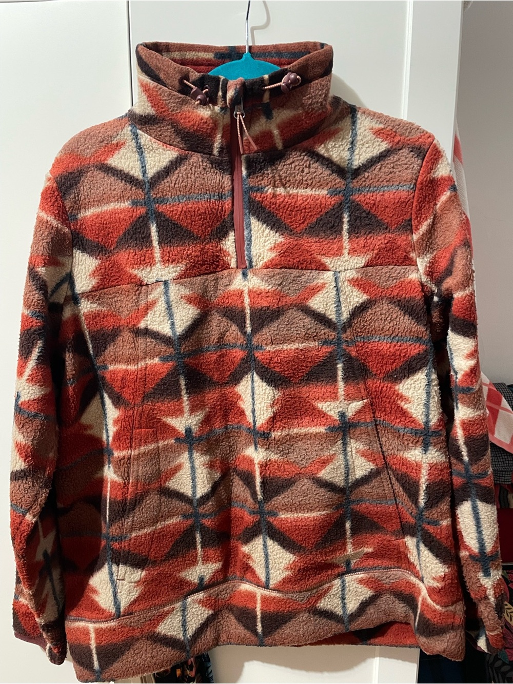 Billabong Red, Cream & Navy Patterned Fleece Jacket